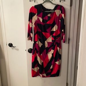 Size 16 Geometric Pattern 3/4 Sleeve Dress